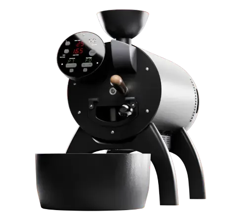 Bullet R2 Pro coffee roaster machine black and silver with three legs