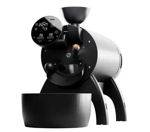 Bullet R2 Pro coffee roaster machine black and silver with three legs